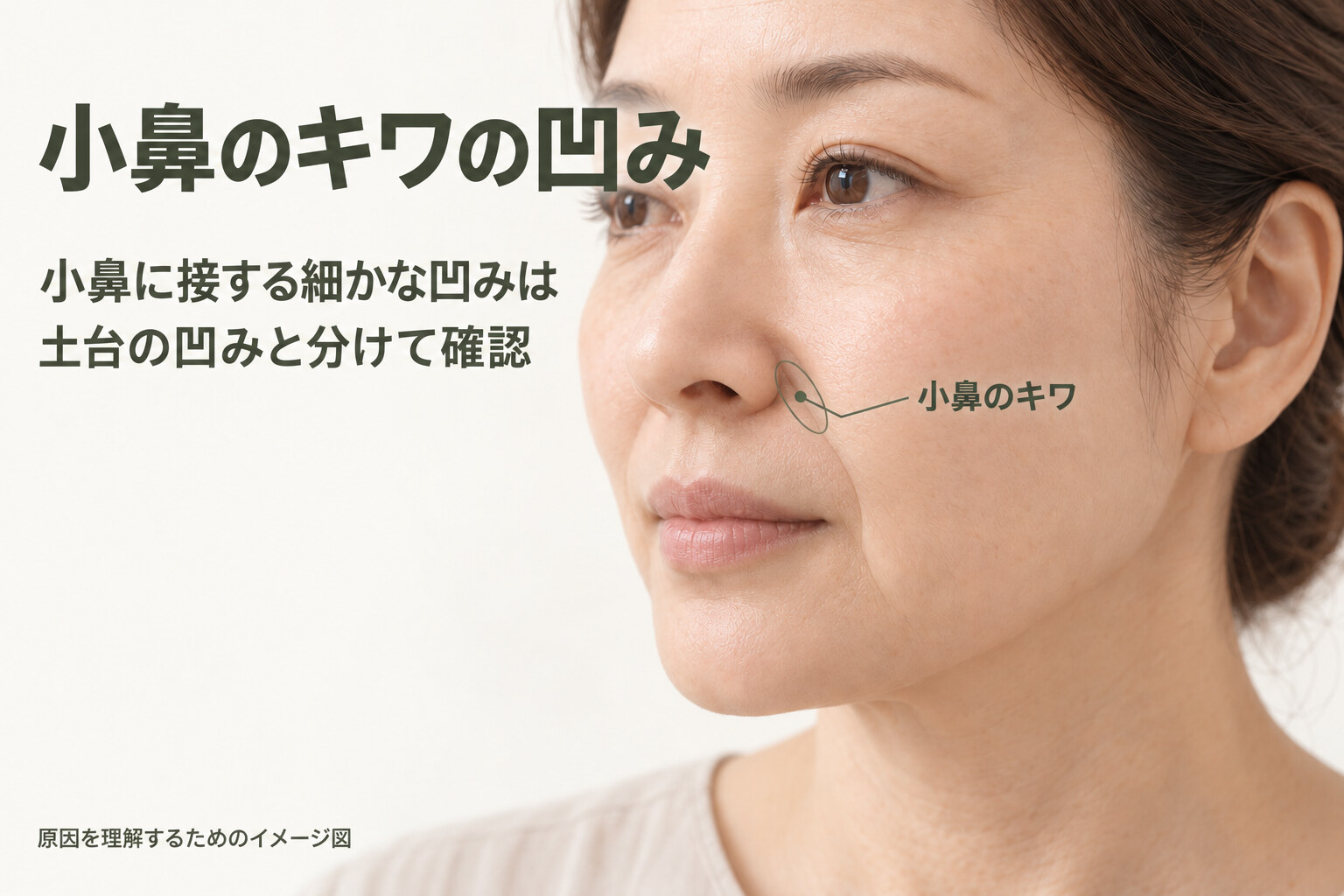 小鼻のキワの凹みが気になる場合を説明するイメージ図